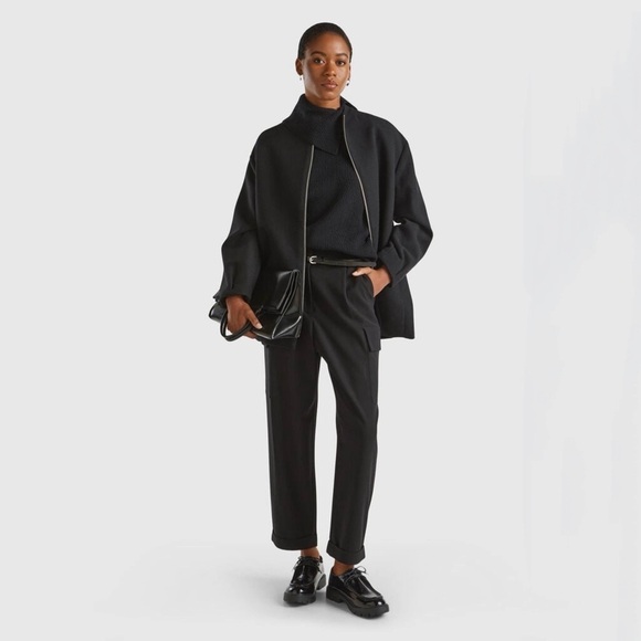 ZARA • Black Manteca Wool Bomber Jacket Coat Made In Italy - Picture 6 of 10